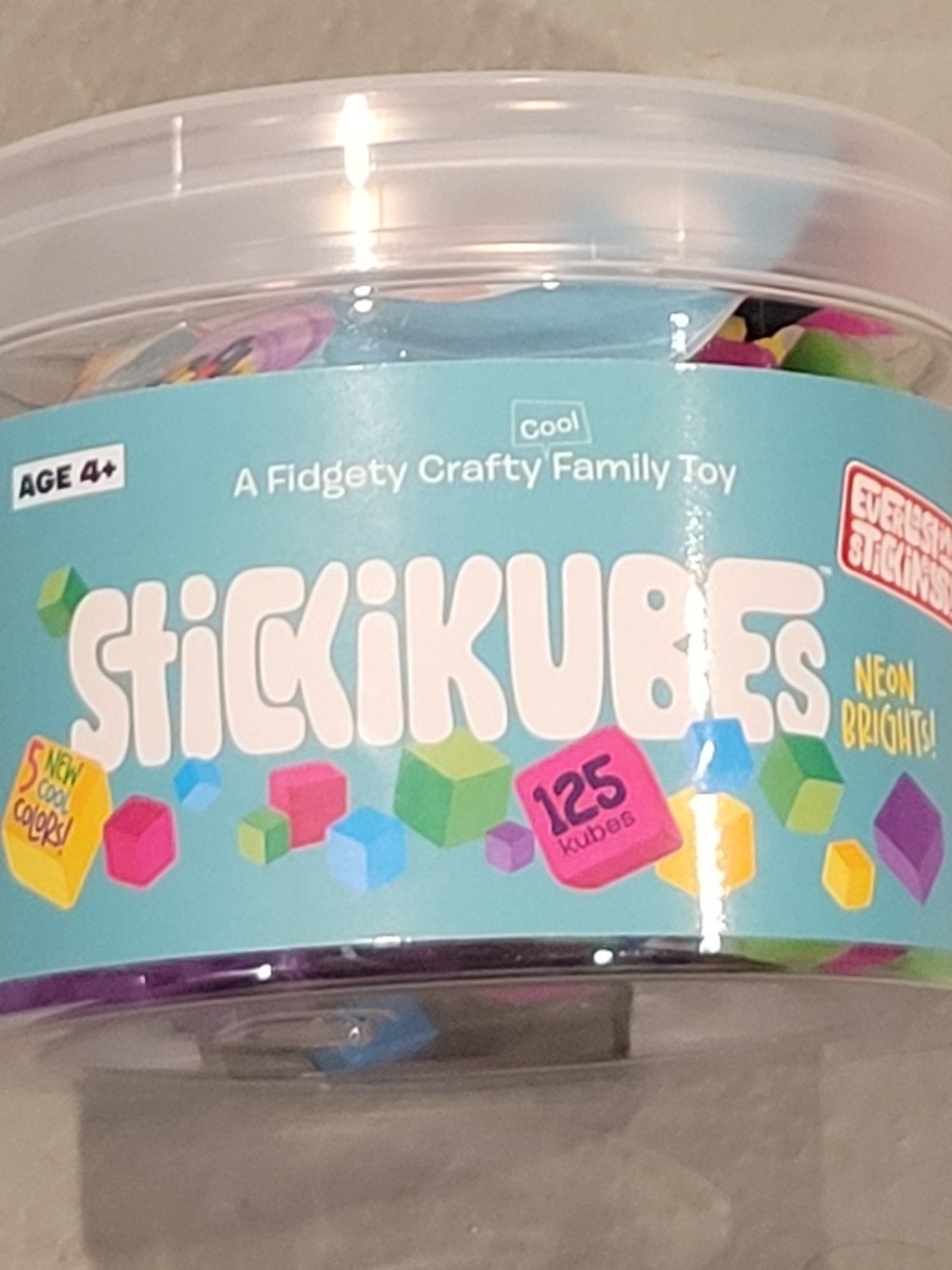 NIB StickiKubes Neon Brights - Blue, Pink, Green, Yellow, Purple